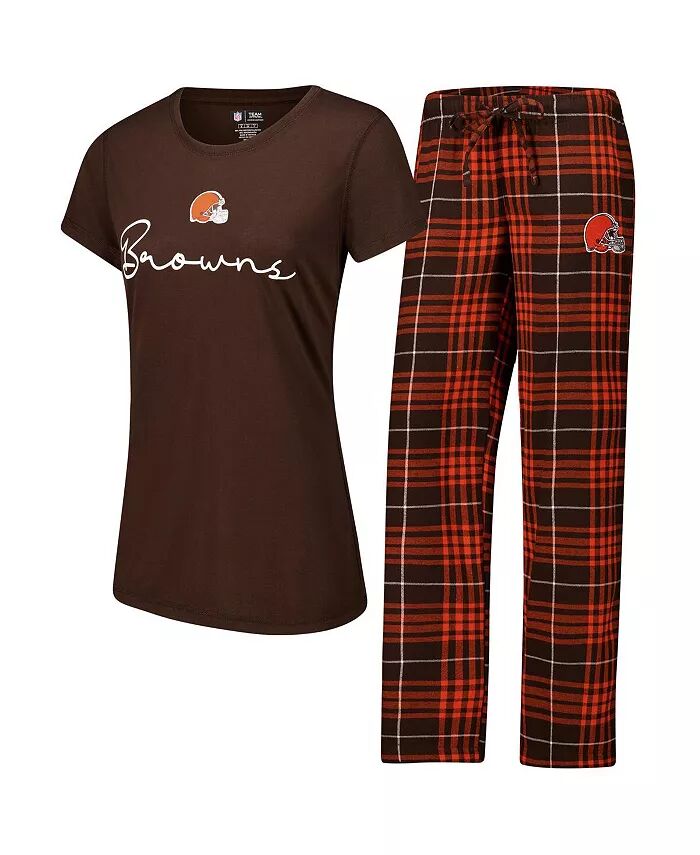 

Женская футболка Cleveland Browns Vector, фланелевые штаны, комплект для сна Concepts Sport