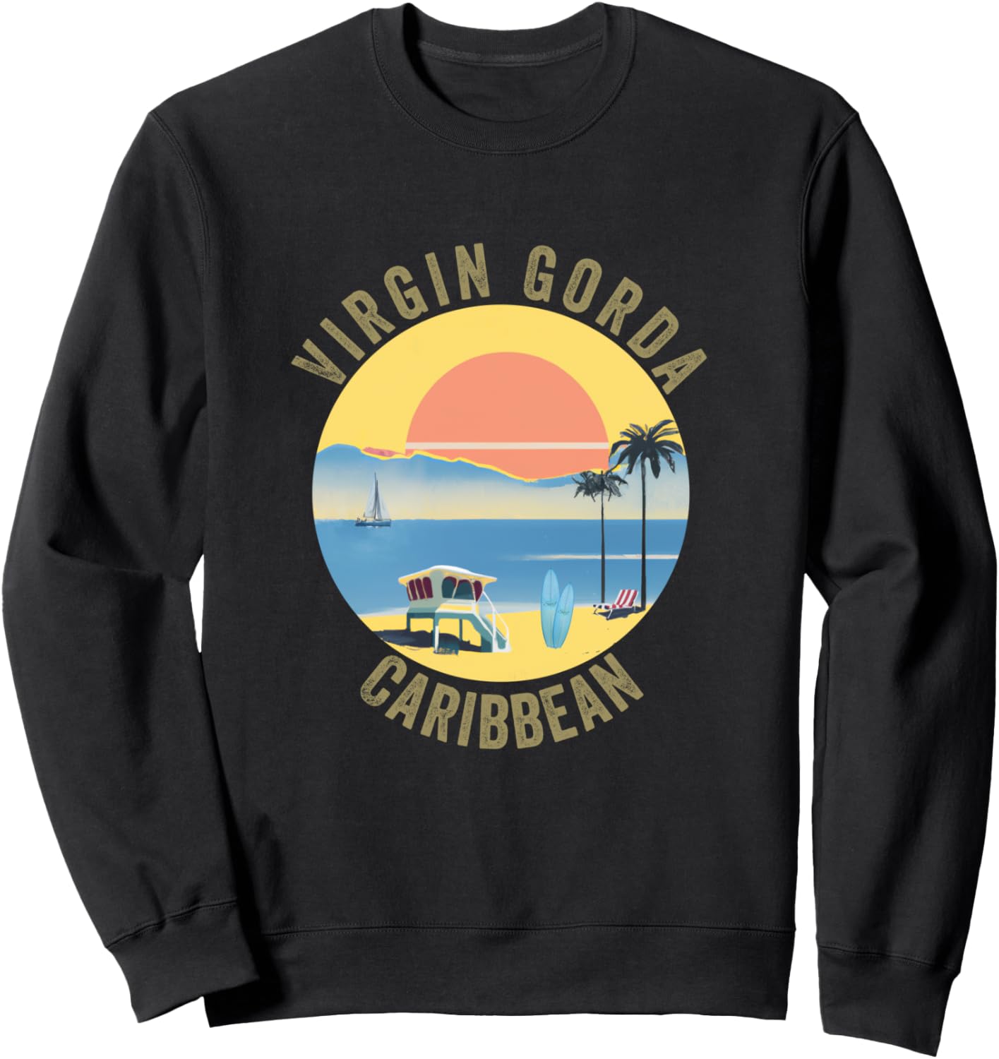 

Сувенирная одежда Virgin Gorda в стиле ретро и винтаж, толстовка Virgin Gorda Virgin Gorda Retro Souvenir Apparel, черный