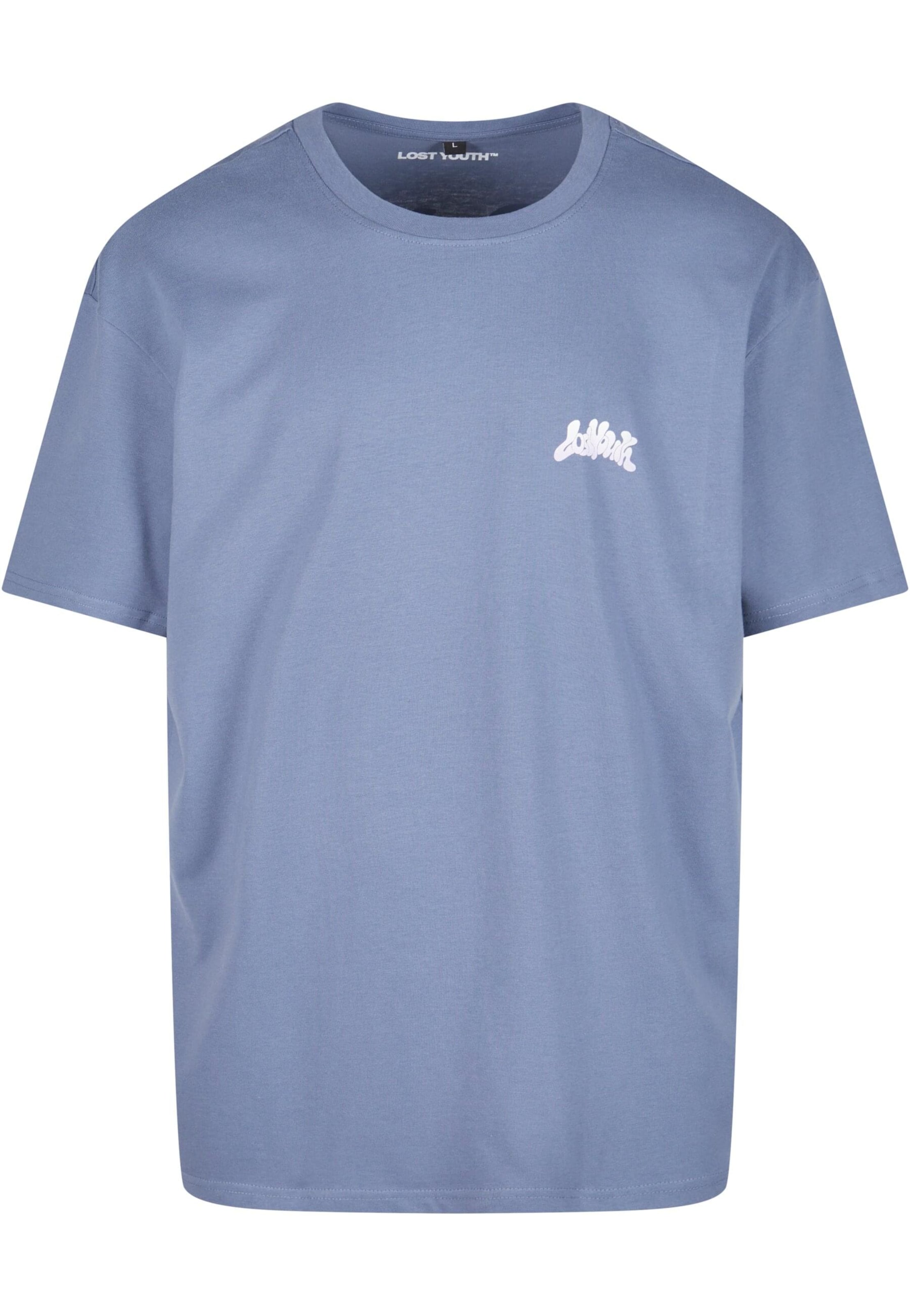 

Lost Youth Футболка 'Flowers' в цвете Smoke Blue