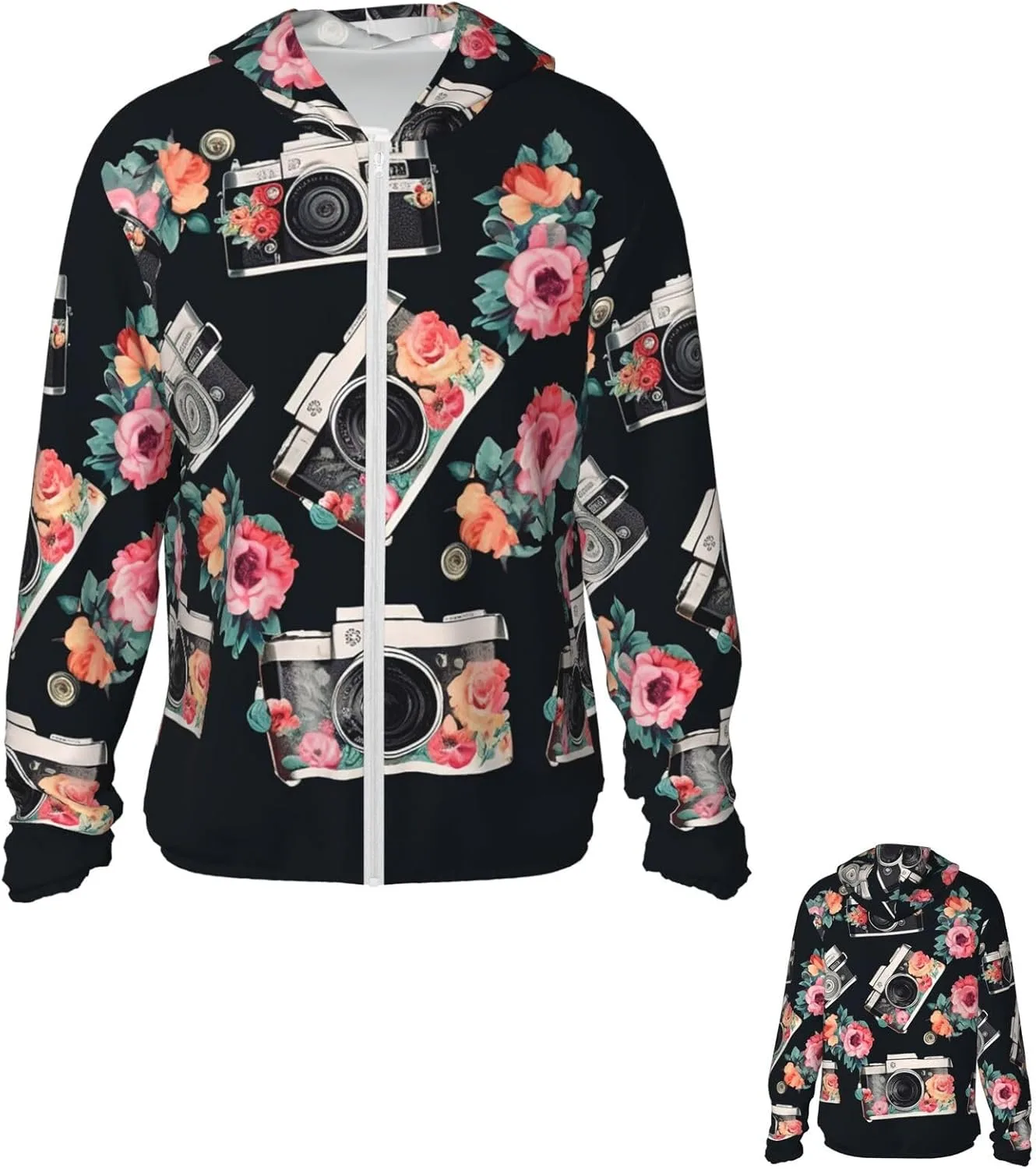 

Толстовка с капюшоном Flower Camera для защиты от солнца UPF 50+ на молнии PPTHSNVB