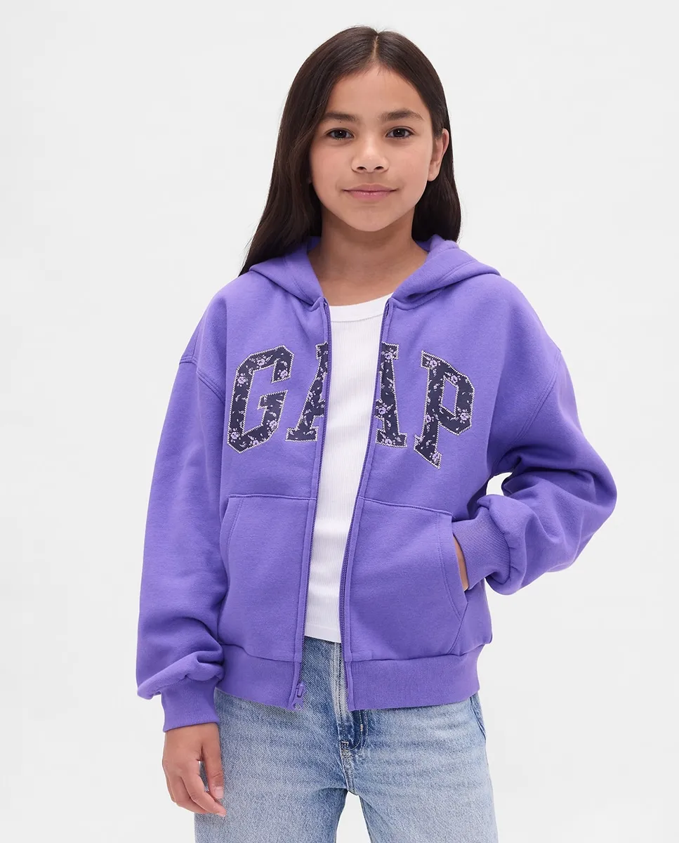

открытая толстовка для девочки с логотипом на груди Gap, фиолетовый
