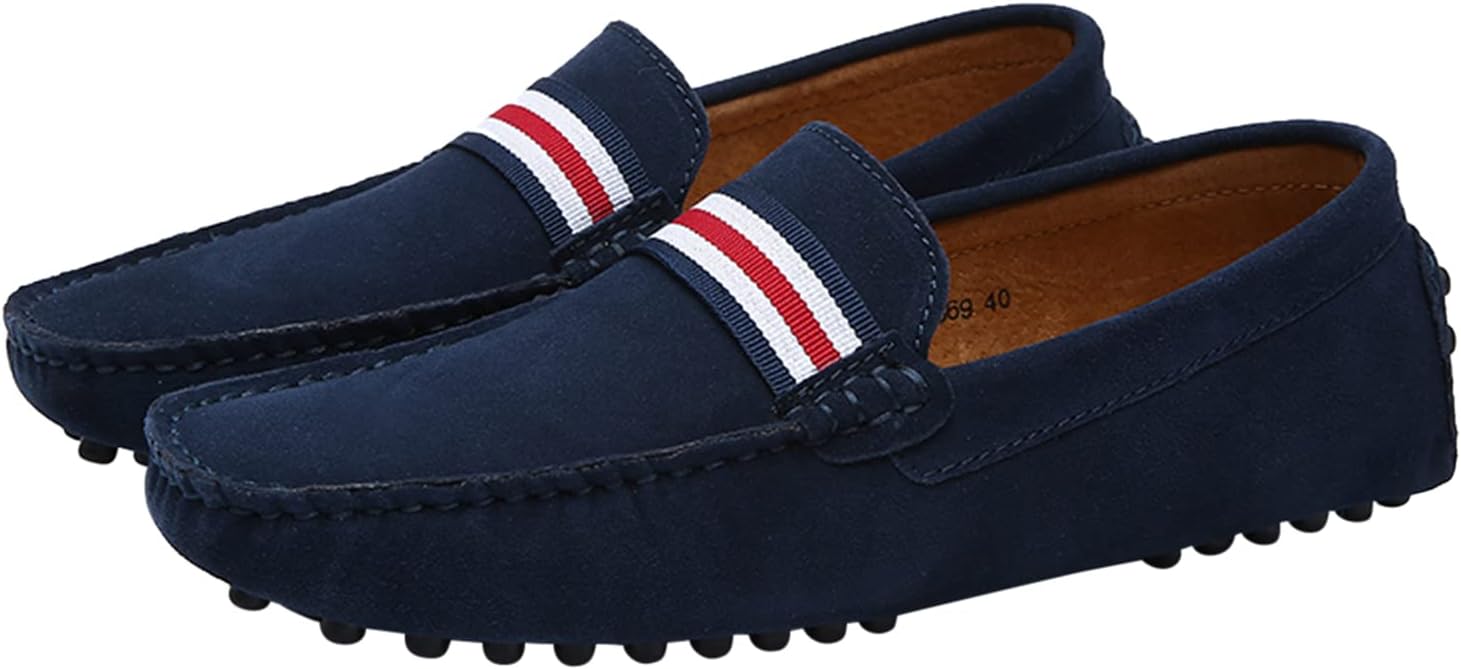 

Мокасины Santimon Mens Penny из замшевой кожи, повседневные, без шнурков, для вождения, свадьбы, выпускного, темно-синий