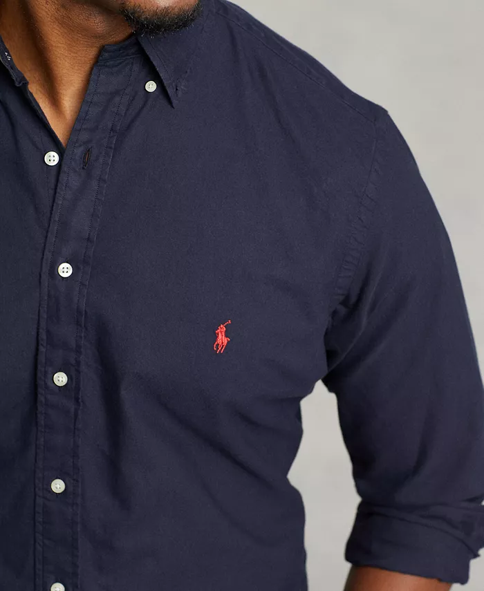 Мужская классическая оксфордская рубашка с длинным рукавом Big & Tall Polo Ralph Lauren, синий — фото 3