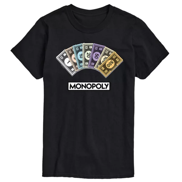 

Футболка с принтом "Куча денег" из игры Monopoly для мужчин Licensed Character, черный
