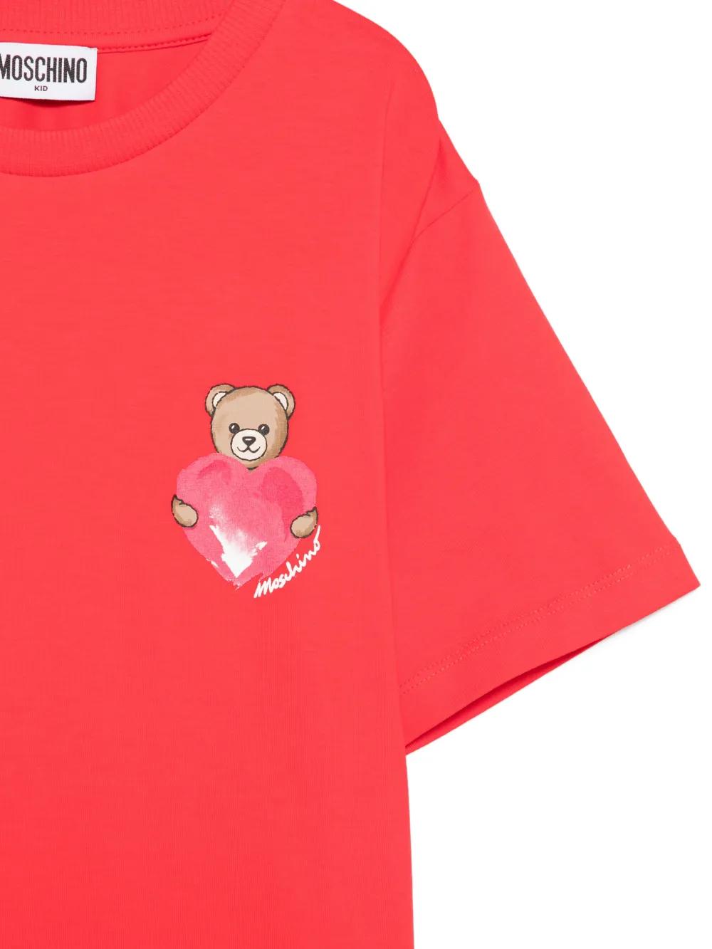 Футболка с принтом "медвежонок в сердечко" Moschino Kids, красный — фото 3