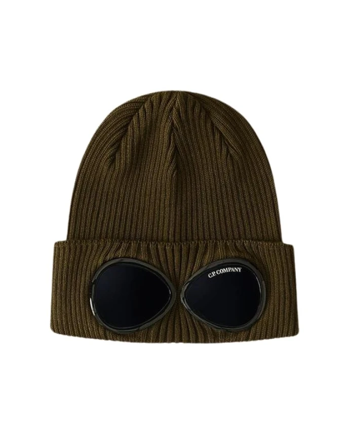 

Ребристая шерстяная шапка с культовыми защитными очками. C.P. Company, черный