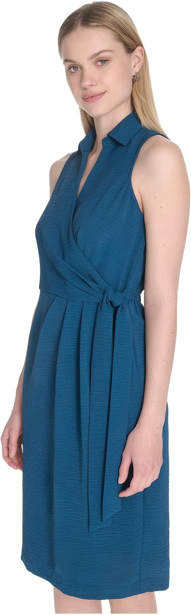 Платье Calvin Klein Aerowash Collared Elastic Waist Self Tie Midi, Cypress — фото 2