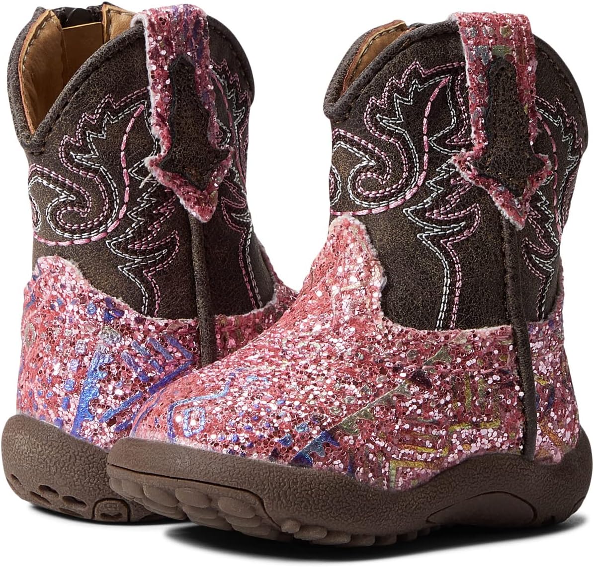 

Ковбойские сапоги Glitter Aztec Roper, цвет Pink Southwest Glitter Vamp/Brown Shaft