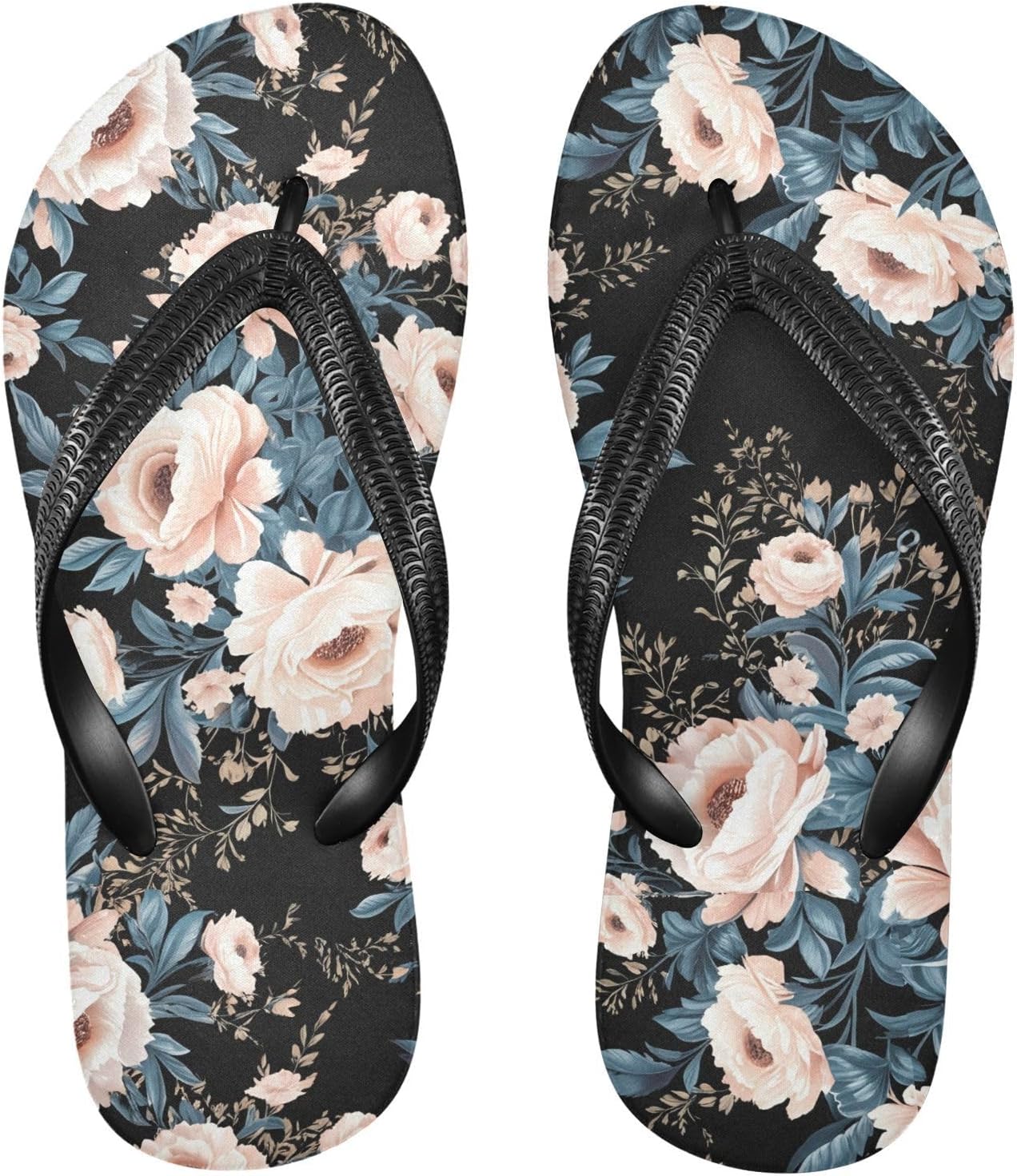 

Женские и мужские пляжные шлепанцы с цветочным узором, черные резиновые шлепанцы на мягкой подошве, нескользящие летние тапочки для душа Sinestour