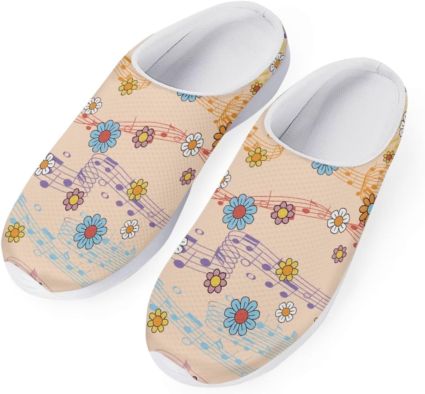 

Вентилируемые садовые сабо SCRAWLGOD, повседневные тапочки, быстро сохнущие сандалии, летняя обувь с противоскользящей подошвой для мужчин и женщин, Flower Music