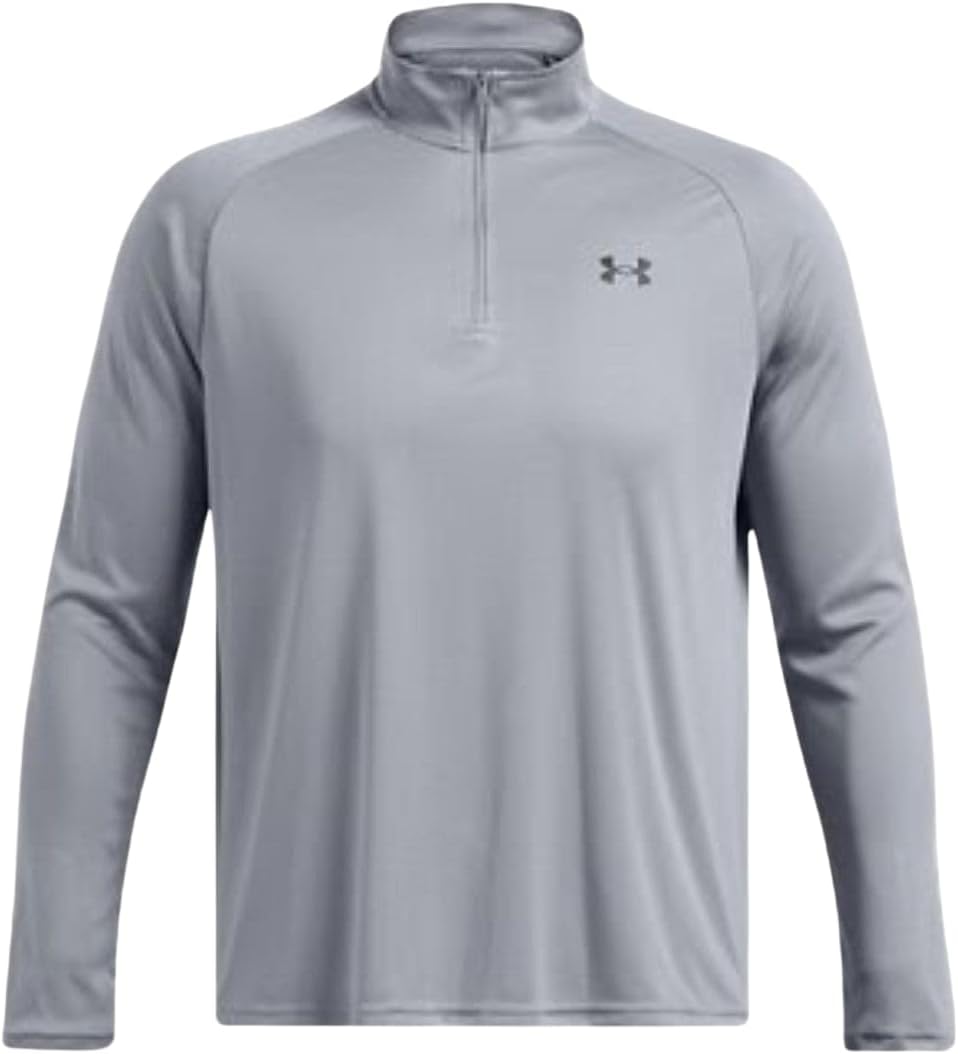 

Мужская свободная футболка Under Armour Velocity 2.0 с длинным рукавом и молнией 1/4, Steel Gray 035