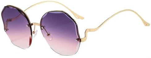 

Солнцезащитные очки с градиентным покрытием 2027 года для женщин, линзы с закругленными краями, металлические изогнутые дужки, полуободковая оправа MTZJH, C5 Gold Grey Pink