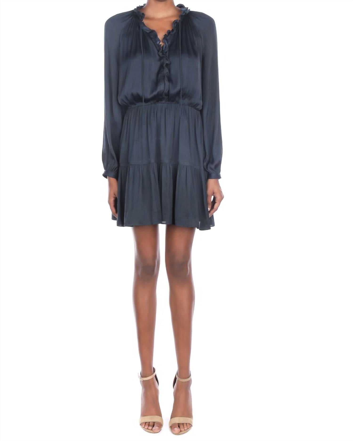 

Мини-платье с длинными рукавами в темно-синем цвете Current air