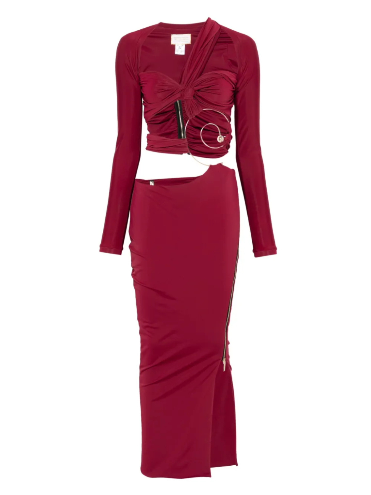 

Длинное платье с вырезами и пирсингом MITILIANE COUTURE, красный