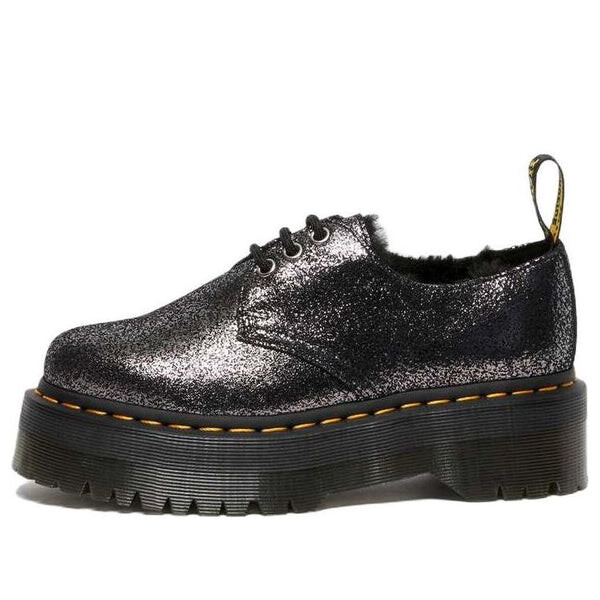

Кроссовки 1461 faux fur-lined metallic leather platform shoes 'black' Dr. Martens, черный