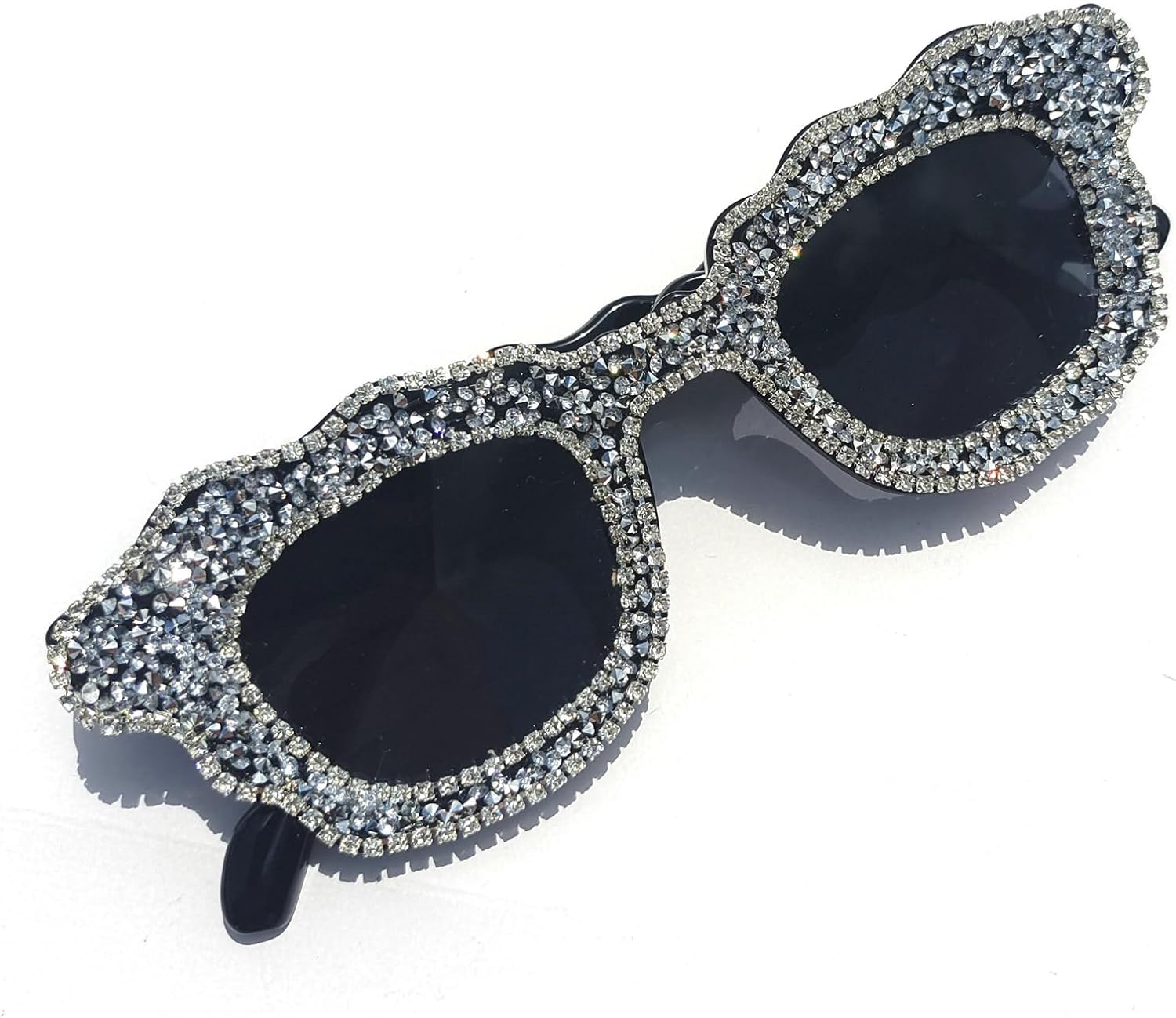 

Солнцезащитные очки Helena Square Crystal для женщин, роскошные солнцезащитные очки со стразами, «кошачий глаз», блестящие, для вечеринок и фестивалей, с защитой от ультрафиолета UV400, White