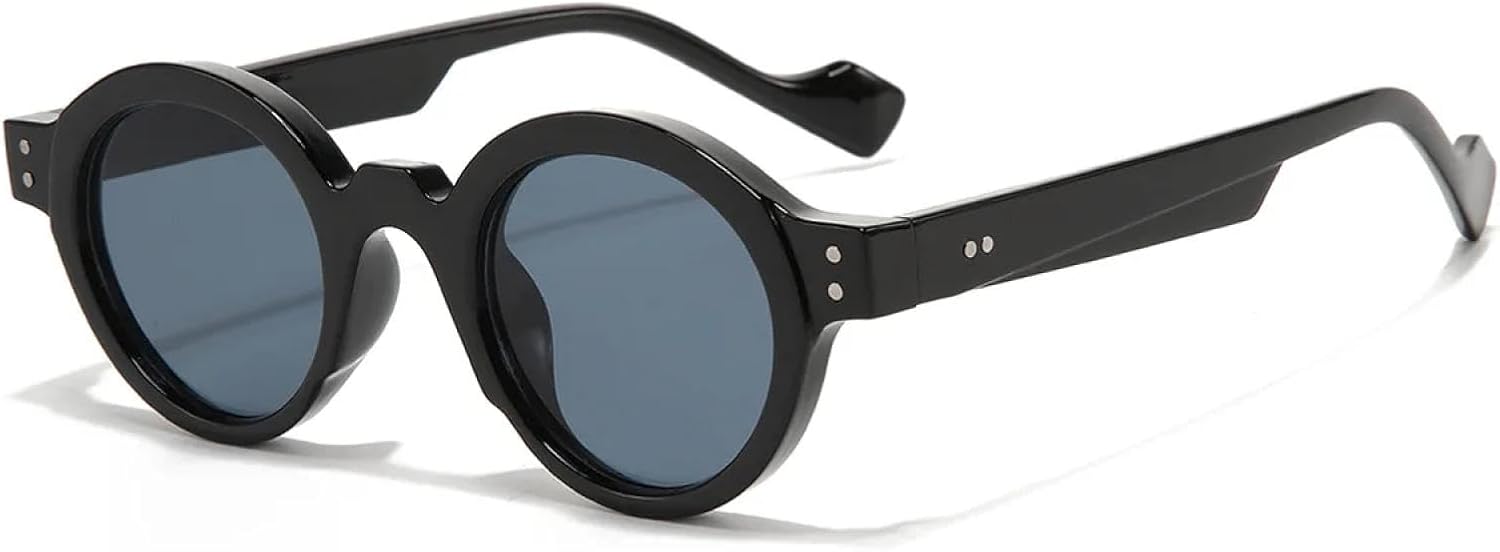 

Солнцезащитные очки с защитой от УФ-излучения UV400 | Круглые панк-очки с двухцветными заклепками | Для женщин и мужчин, для занятий спортом на открытом воздухе и вождения DSVIGF, Black