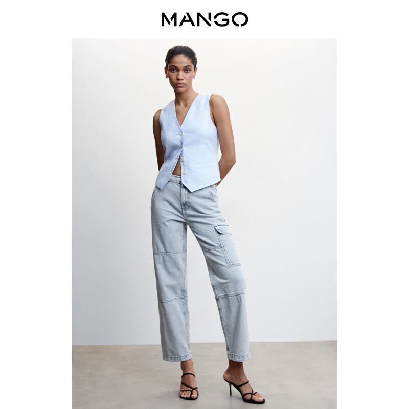 

Женские джинсы Mango со средней талией и карманами, синий
