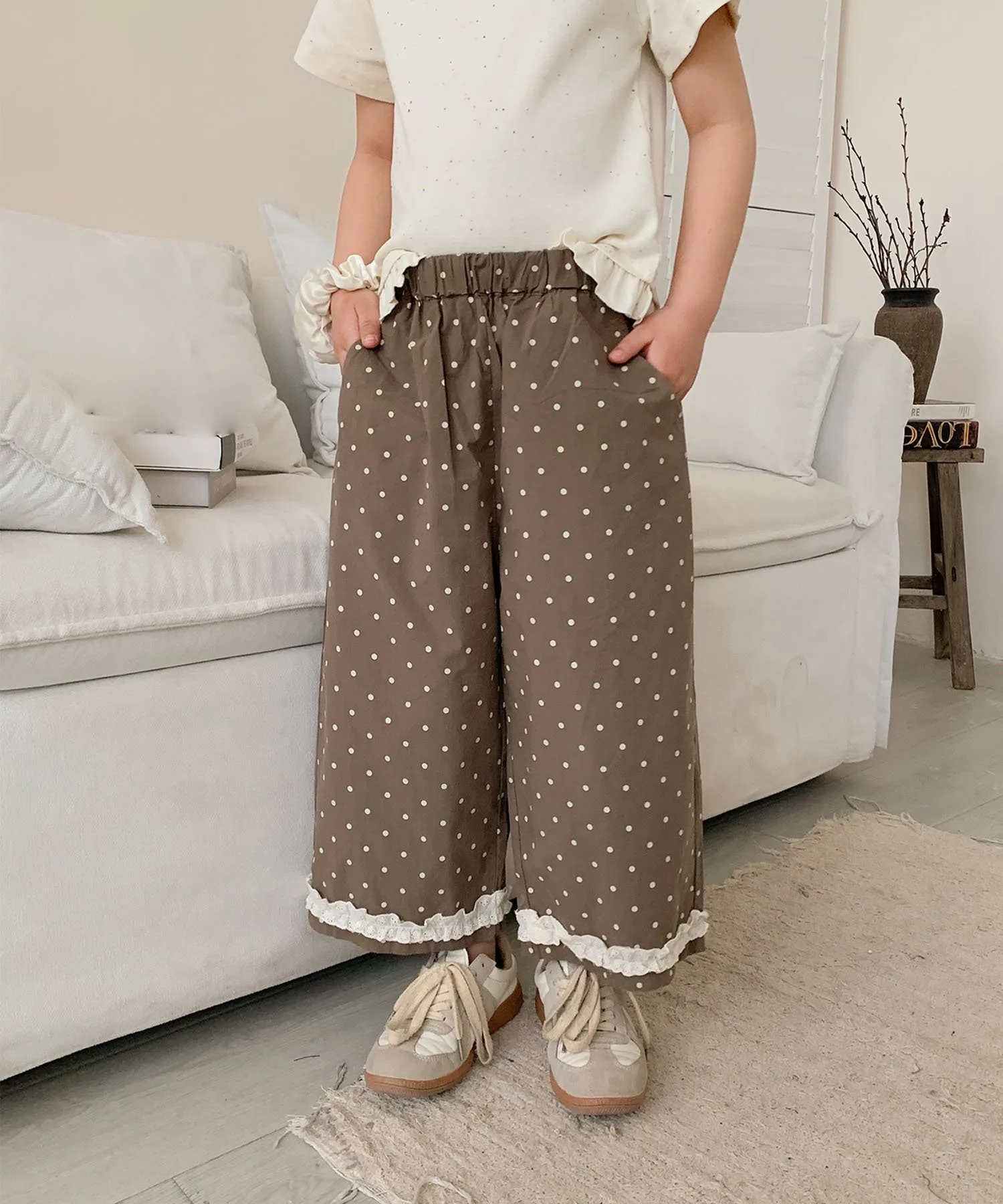 Детские штаны-гаучо в горошек Aimoha Kids, Khaki