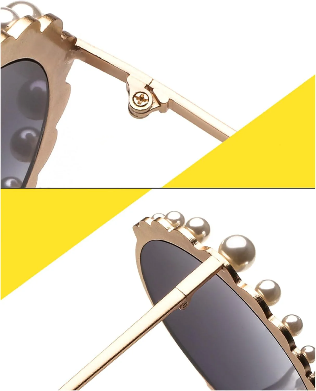 

Большие круглые солнцезащитные очки для женщин 2024 года, роскошная милая оправа с жемчужным цветочным узором, стильные очки для защиты от солнца mincl, Brown