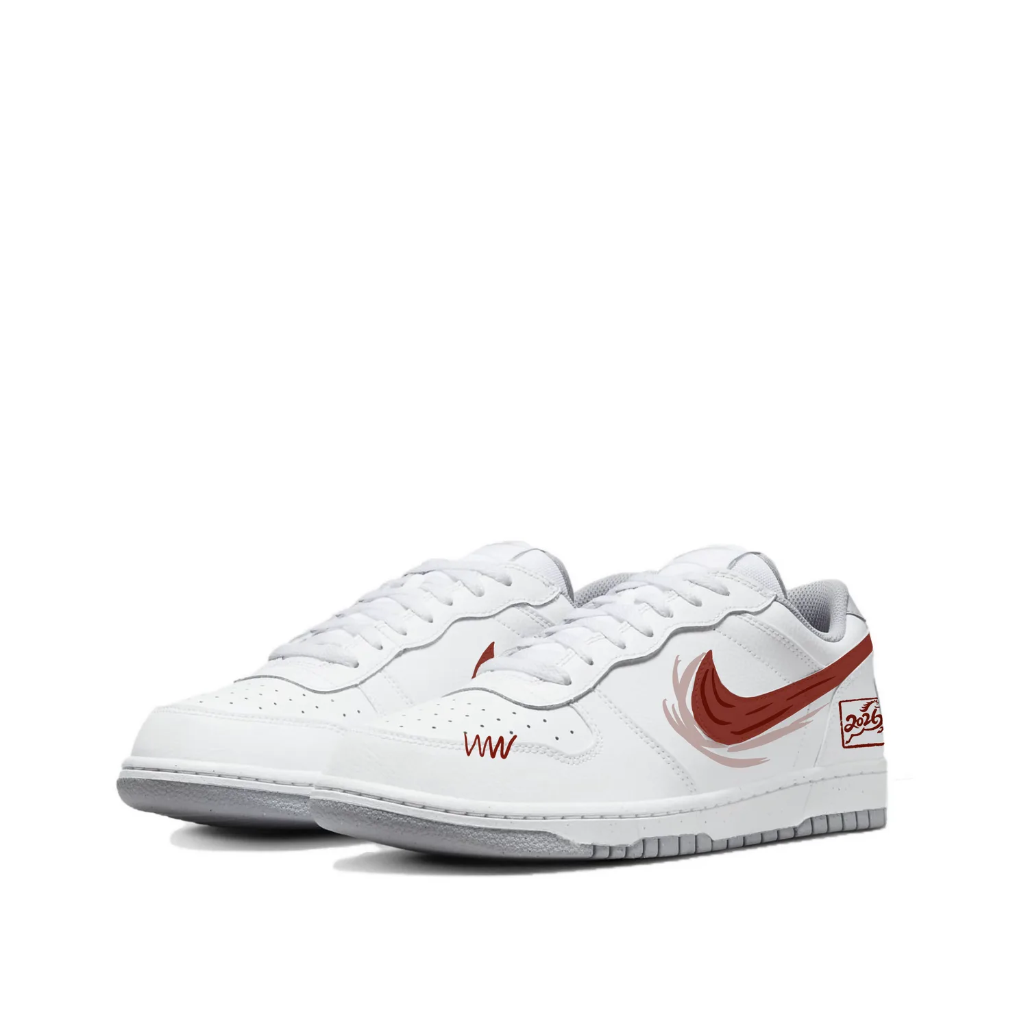Nike Кроссовки для скейтбординга Big Abrasion Resistant мужские low top бело-красные — фото 4