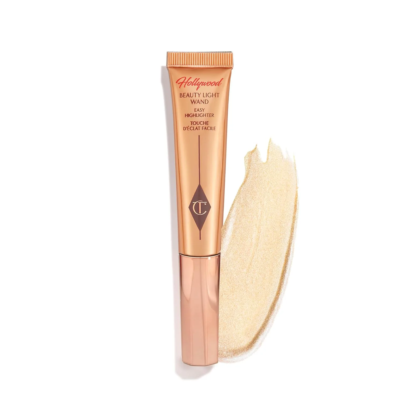 Жидкий хайлайтер Charlotte Tilbury Beauty Light Wand - средство для создания эффекта мягкого фокуса и румян для щек - перламутровый, невесомый, сияющий финиш., Spotlight - rose gold with silver