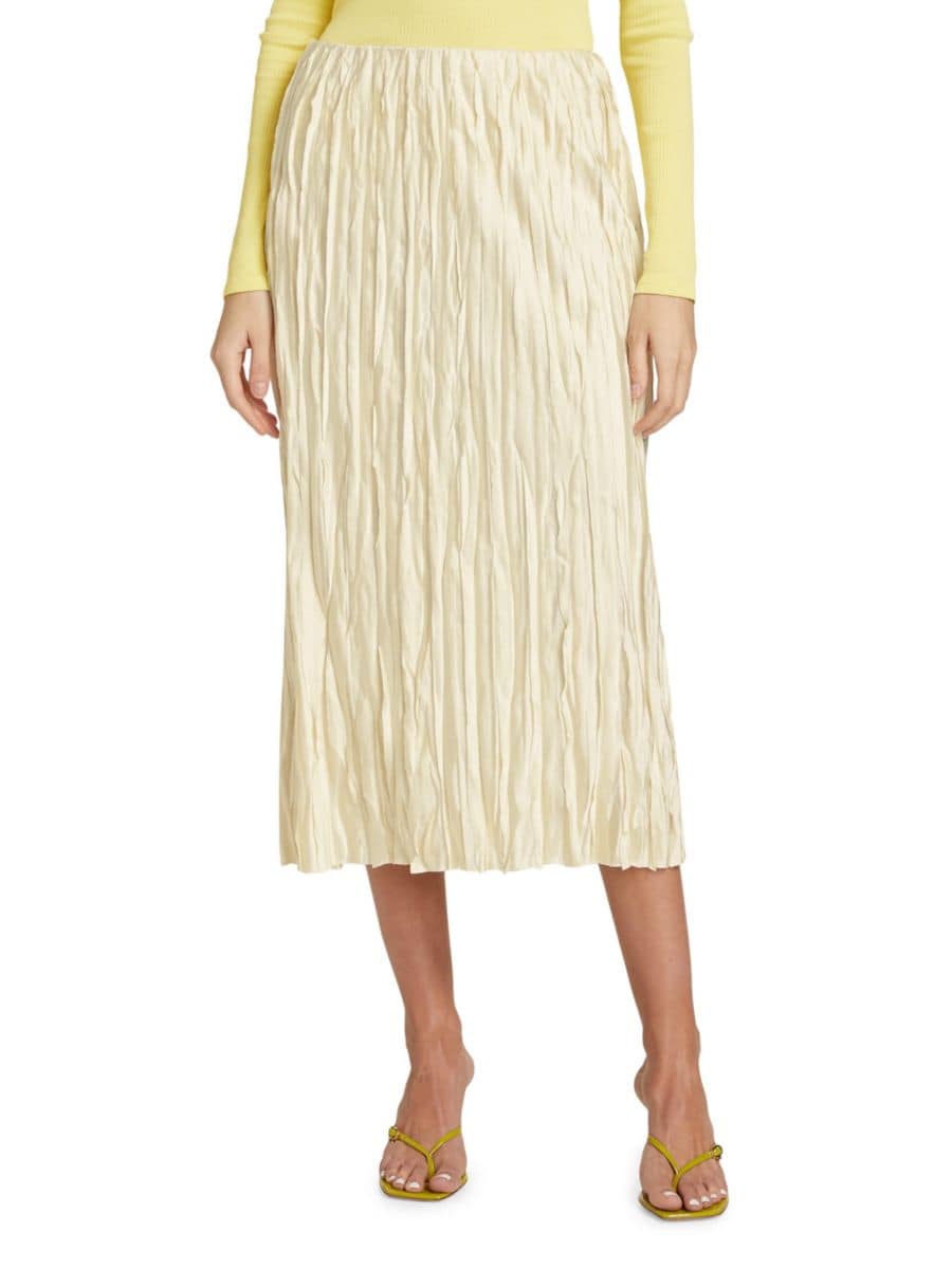 

Юбка в мятую косую полоску Vince, цвет Pale Ivory
