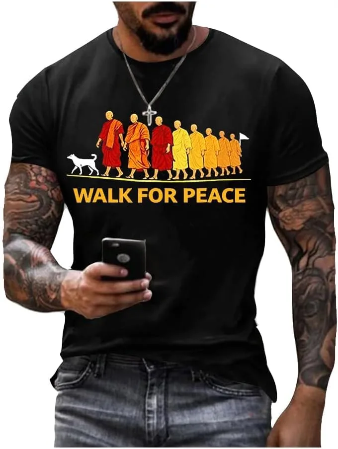 Мужская футболка Walk for Peace с принтом Aloka Dog в ретро-стиле, позитивная футболка с забавным принтом Aloka Generic, черный
