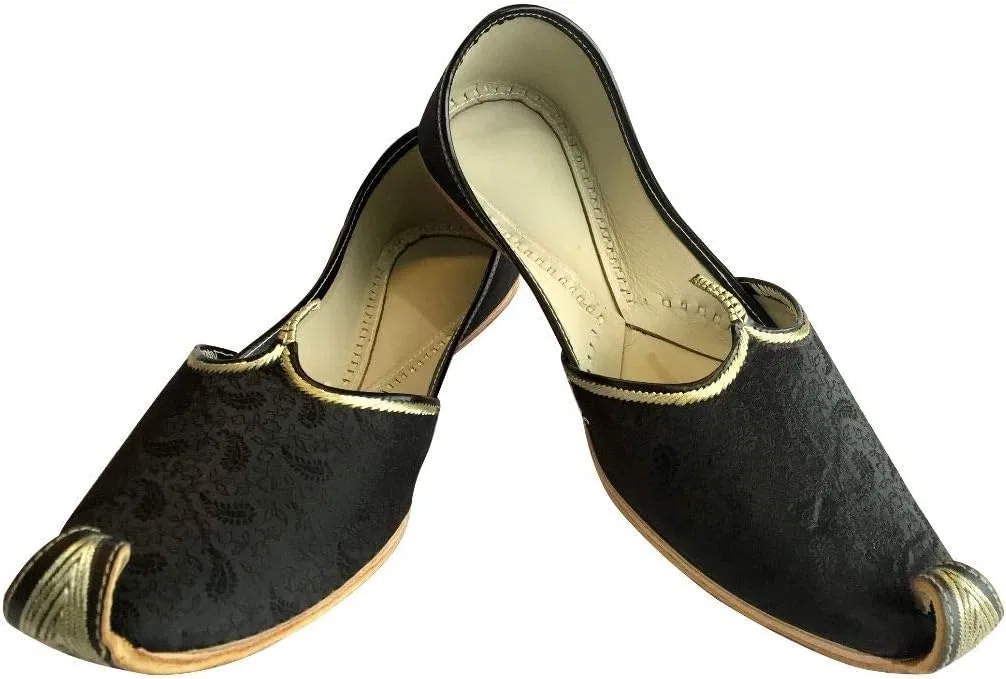 Step n Style Мужские черные туфли Khussa, пенджабские джутти, этнические моджари, шервани ручной работы — фото 2