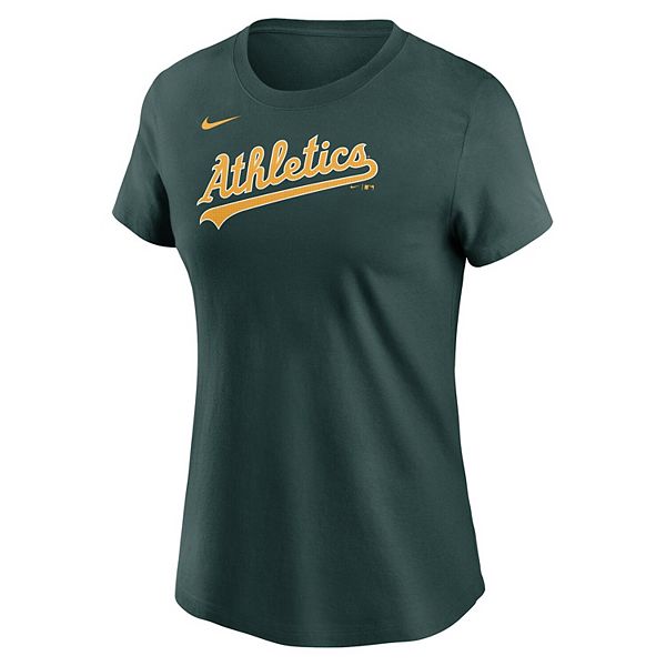 Женская зеленая футболка Fuse Wordmark для спорта Nike — фото 3