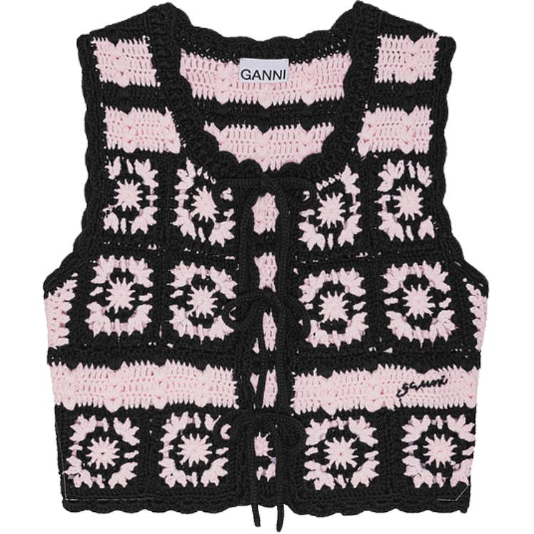 

Топ с цветочным принтом и круглым вырезом GANNI, розовый