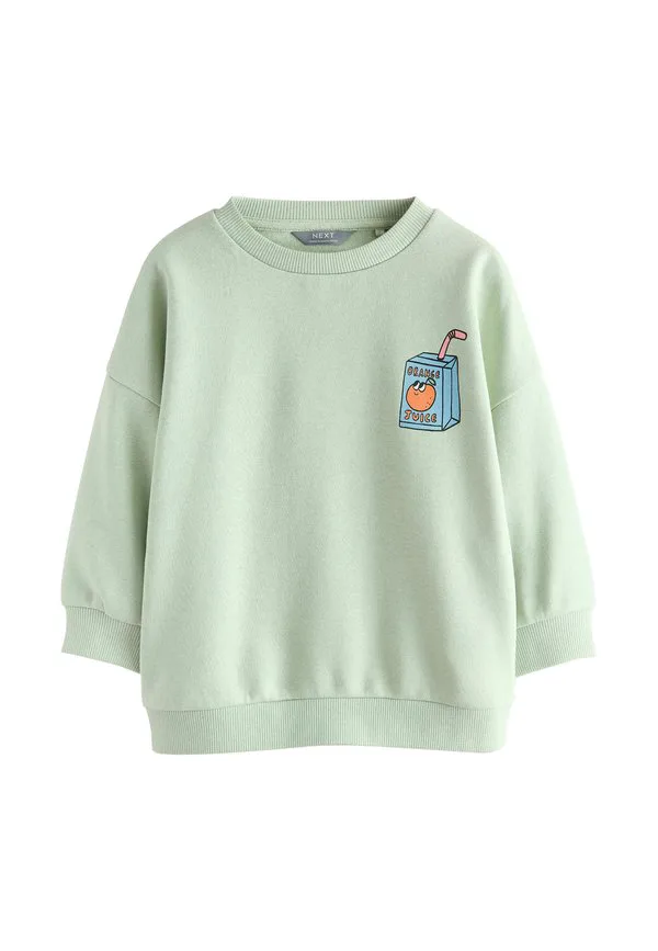 Толстовка с круглым вырезом стандартного кроя Next, Sage Green Breakfast Print — фото 4