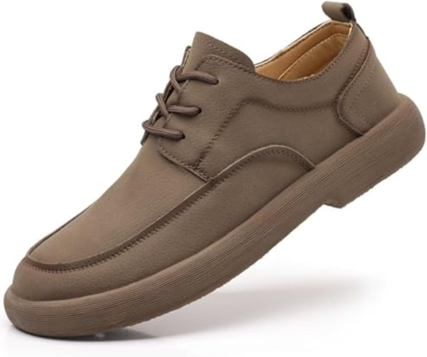

Мужские кожаные оксфорды на шнуровке с платформой, повседневные модные балетки, кроссовки для ходьбы, легкие, мягкие, с круглым носком, деловая обувь для повседневной работы в офисе и формального вождения Netehadi, коричневый