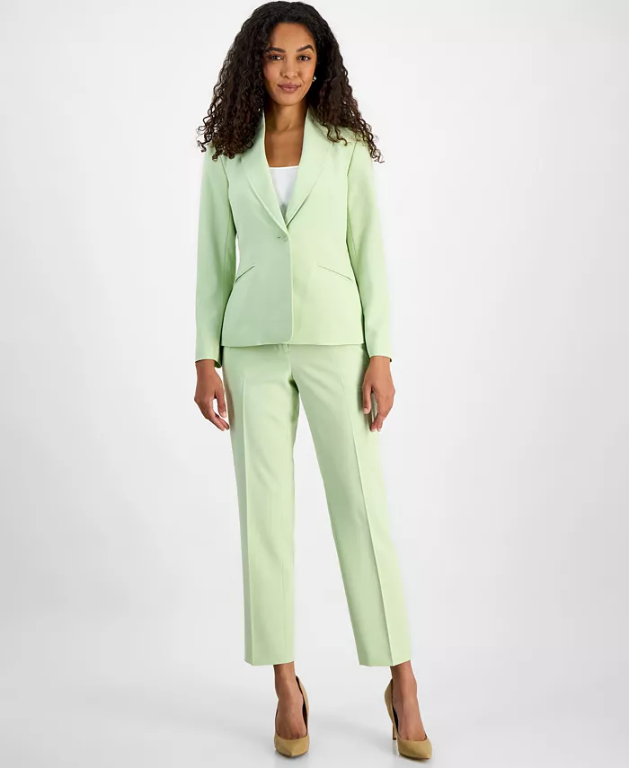 

Женский брючный костюм с одной пуговицей и прямыми брючинами, Regular & Petite Le Suit, зеленый