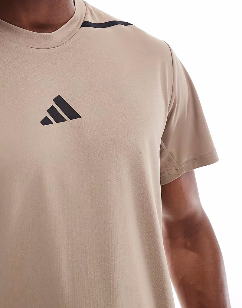 Футболка adidas Training D4T pro-series мелово-коричневого цвета Adidas Performance — фото 3