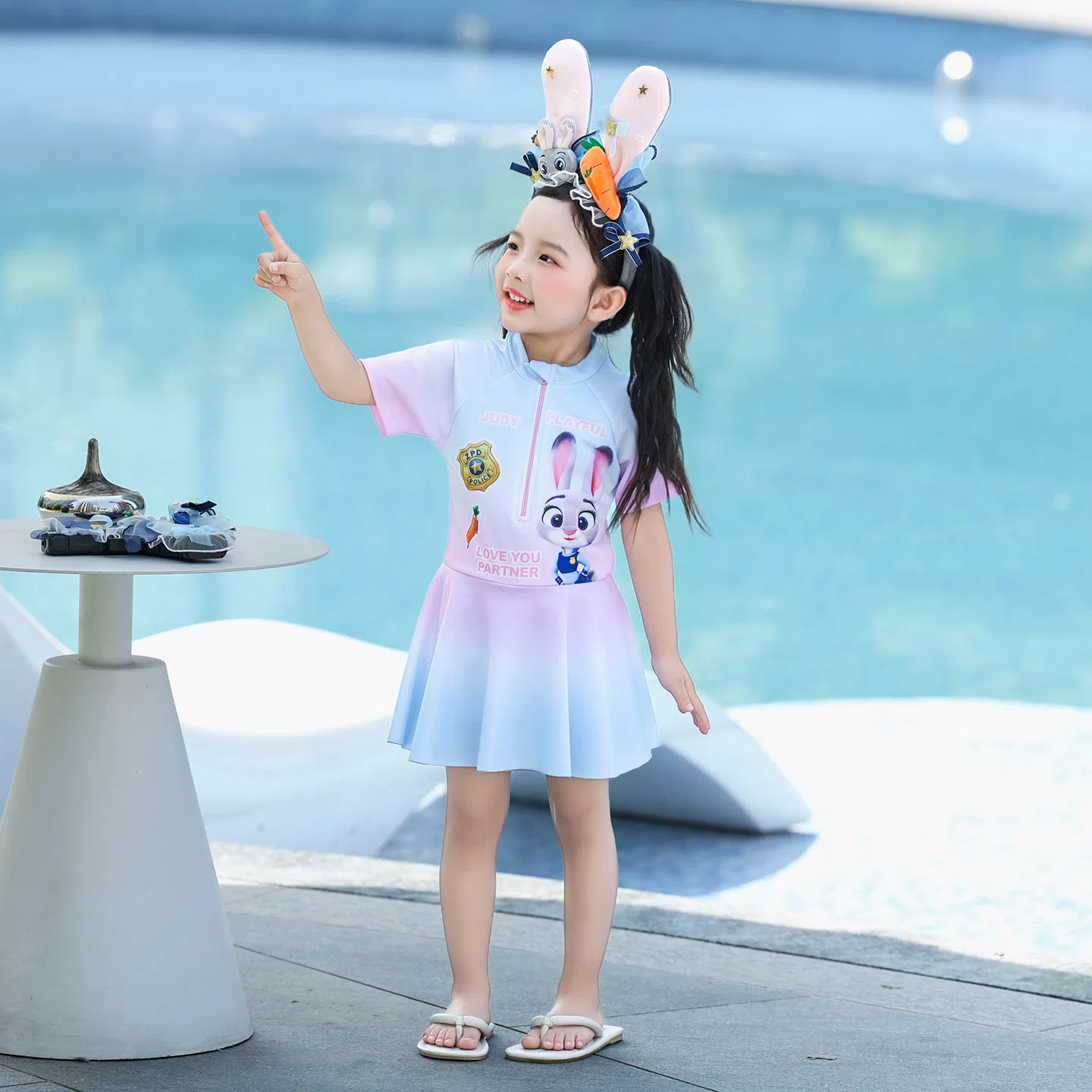 Купальник для девочек Disney Pre School Swimwear Thin Stretch синий — фото 4
