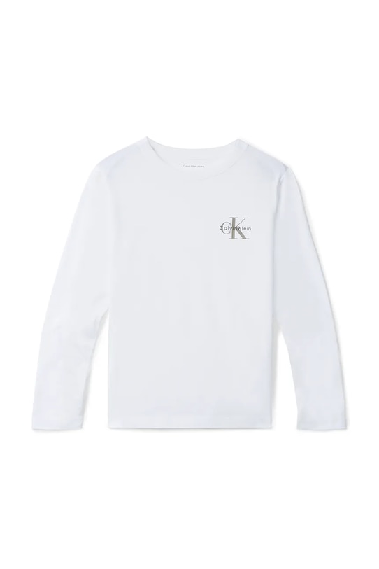 Детская хлопковая кофта с длинным рукавом Calvin Klein Jeans, белый — фото 2