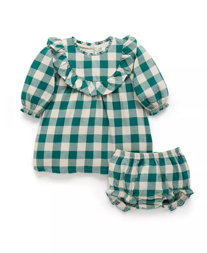 

Платье в клетку для девочек Purebaby, зеленый