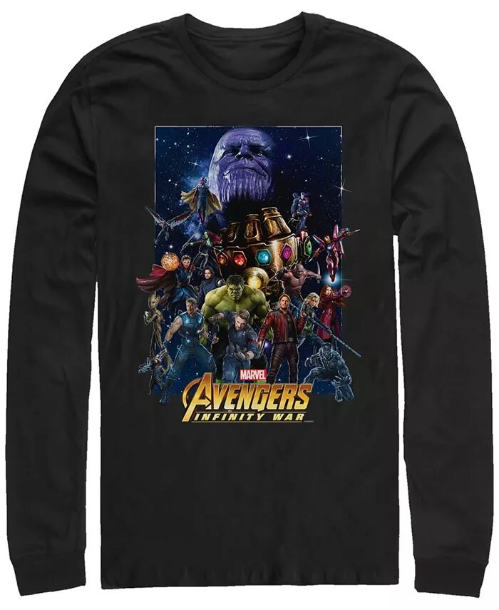 

Мужская футболка с длинным рукавом Marvel Avengers Infinity War с большим лицом Таноса Fifth Sun, черный