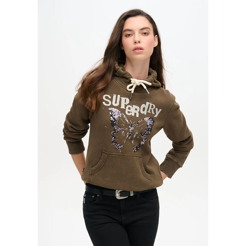 

Худи Superdry Embroideredellished Punk, зеленый