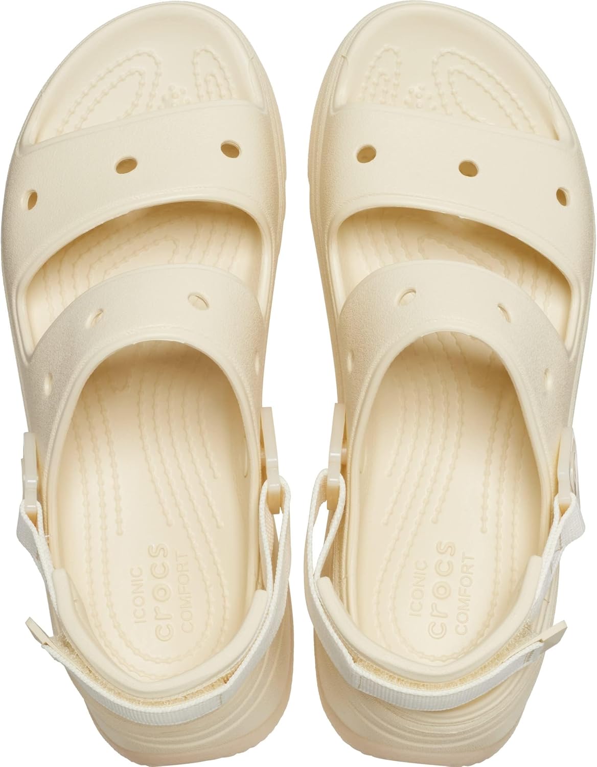 Сандалии Crocs Classic Hikercape унисекс на платформе - массивная платформа - ремешок сзади - верх с двумя ремешками, Vanilla — фото 2
