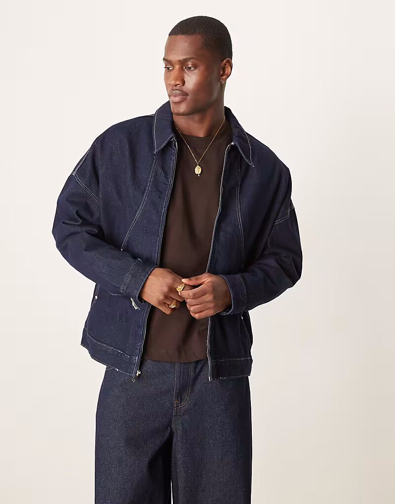 

Куртка оверсайз ASOS DESIGN темно-синего цвета, Синий, Куртка оверсайз ASOS DESIGN темно-синего цвета