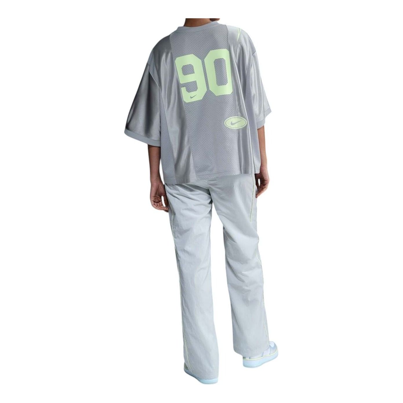 (WMNS) Nike Sportswear Street Oversized Graphic Jersey Top 'Smoke Grey Barely Volt' — фото 4