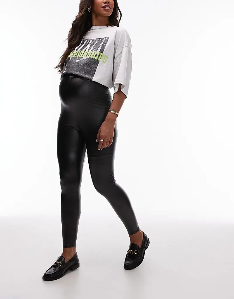 

Леггинсы из искусственной кожи черного цвета Topshop