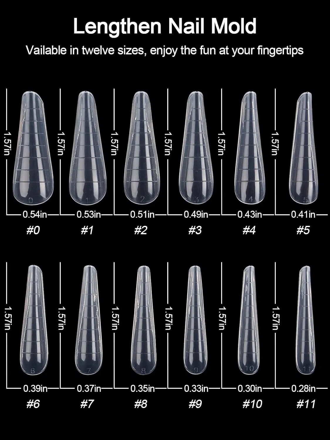 Формы для наращивания ногтей EBANKU 120 шт., 12 размеров Ebanku, Stiletto Almond Dual Shape — фото 2