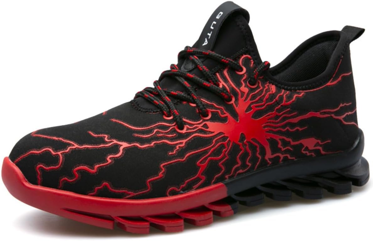 

Мужские кроссовки Y2K с принтом молнии, легкие, дышащие, с сеткой, с противоскользящей эластичной подошвой с амортизацией, для занятий фитнесом на свежем воздухе, бега, ходьбы и повседневной носки Zixcplaz, красный