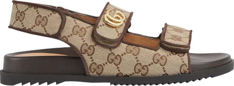 Кроссовки Gucci Wmns Double G Sandal 'Beige Ebony', коричневый