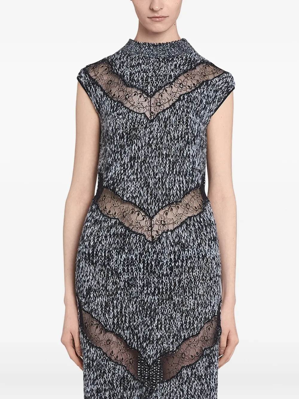 

Платье с кружевными вставками Giambattista Valli, серый