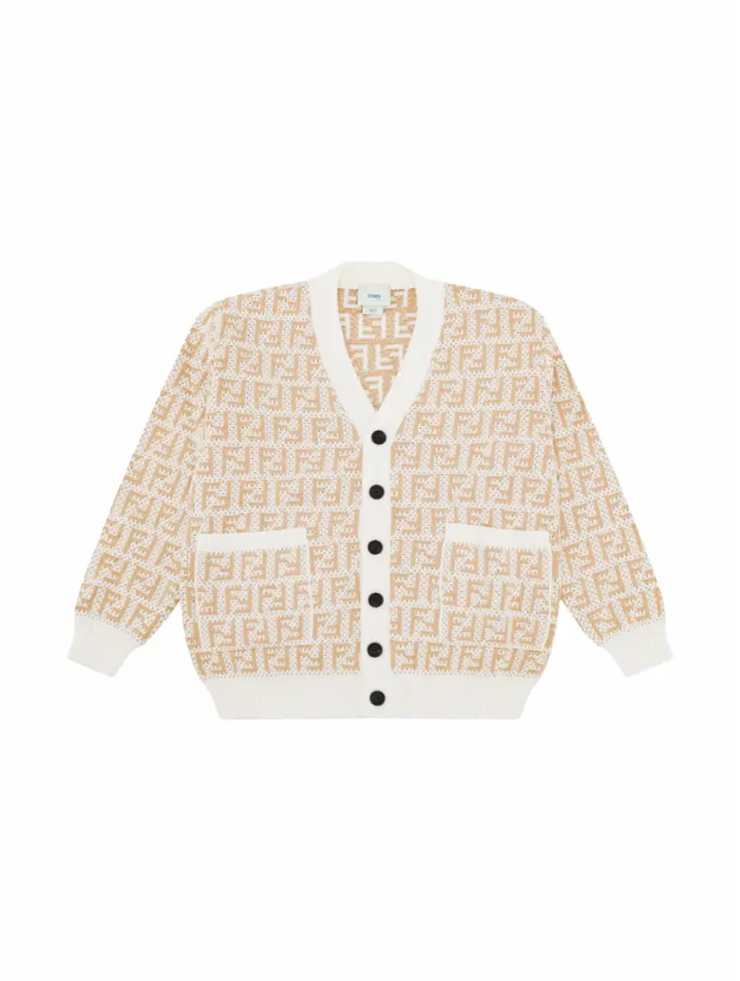 

Вязаный кардиган с монограммой Fendi, бежевый