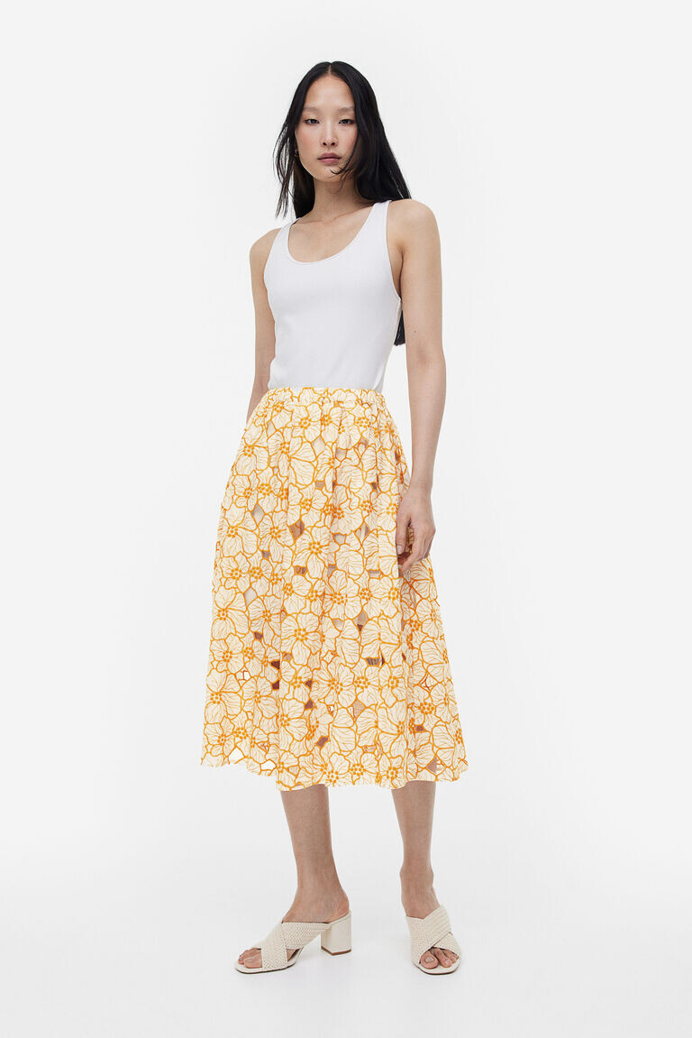 

Юбка бродери в англезском стиле H&M, желтый